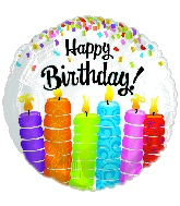 18 " Happy Birthday Colorful Candles Balloon