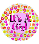 17" It's A Girl Colorful Dots Foil Balloon