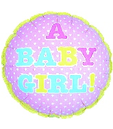 9" Airfill Only A Baby Girl Tiny Hearts Balloon