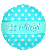 9" Airfill Only Its A Boy Dots Balloon