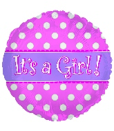 9" Airfill Only Its A Girl Dots Balloon