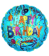 9" Airfill Only Festive Birthday Blue Balloon