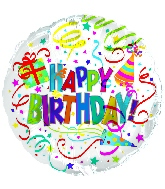 9" Airfill Only Happy Birthday Party Hat Horns Balloon