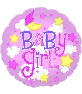 24" Baby Girl Clouds Foil Balloon