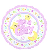 4" Airfill Only It's A Girl Moon & Stars Balloon