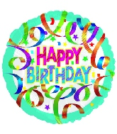 4.5" Airfill Only Colorful Streamers Birthday Balloon