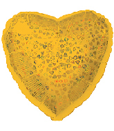 18" Gold Heart Pattern Dazzleloon Balloon