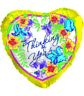 18" Yellow Thinking of You Floral Heart Balloon