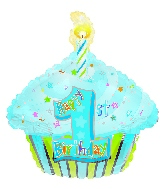 22" 1st Birthday Boy Cupcake Foil Balloon