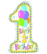 31" Happy 1st Birthday Foil Balloon