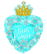 24" Baby Boy Heart With Crown Foil Balloon