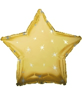18" Antique Gold Sparkle Star Foil Balloon