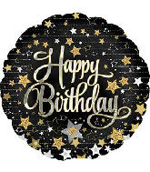 18" Happy Birthday Gold Stars Balloons