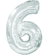 34" Jumbo Number #6 - Silver Foil Balloon
