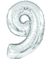 34" Jumbo Number #9 - Silver Foil Balloon