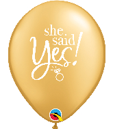11" She Said Yes! Gold Latex Balloons