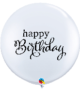 36" Simply Happy Birthday White Latex Balloons