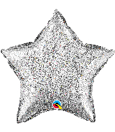 20" Glittergraphic Star Silver Foil Balloon