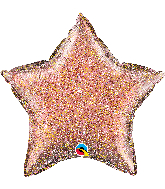 20" Glittergraphic Star Rose Gold Foil Balloon