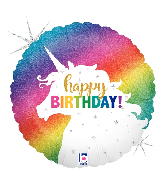36" Foil Balloon Holographic Glitter Unicorn Birthday