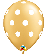 11" Gold Big Polka Dots Latex Balloons (50 Count) Bag