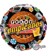 18" Cumpleanos Sparkling Casino (Spanish) Foil Balloon