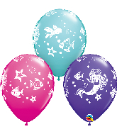 11" Merry Mermaid & Friends Color (50 Count) Latex Balloons: