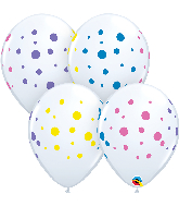 11" Colorful Polka Dots Colorful White Latex Balloons (50 Count)