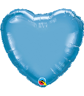 18" Heart Qualatex Chrome Blue Foil Balloon