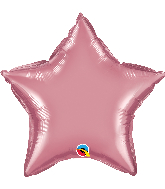 20" Star Qualatex Chrome Mauve Foil Balloon