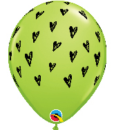 11" L. Green (50 Per Bag) Prickly Heart Seeds Latex Balloons