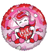9" Airfill Only Love Unicorn With Heart Gellibean Foil Balloon