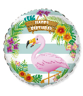 18" Happy Birthday Flamingo Foil Balloon