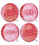 16" Orbz Valentine's DayWhimsical XOXO Foil Balloon