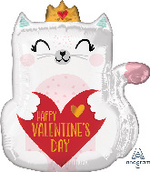 18" Junior Shape Purrfect Satin Valentine Kitty Foil Balloon