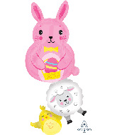 39" SuperShape Bunny & Friends Stacker Foil Balloon