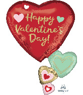30" Happy Valentine's Day Floating Hearts Foil Balloon