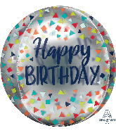 16" Happy Birthday Celebrate Orbz Clear Foil Balloon