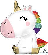 29" Satin Sitting Unicorn SuperShape Foil Balloon