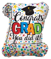 12" Congrats Grad Diploma Shape Foil Balloon