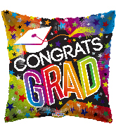 9" Airfill Only Grad Stars & Rainbow Foil Balloon