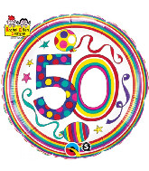 18" Dots & Stripes Age 50 Licensed Mylar Balloon