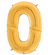64" Foil Shaped Gigaloon Balloon Packaged Number 0 Gold