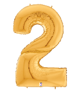 64" Foil Shaped Gigaloon Balloon Packaged Number 2 Gold