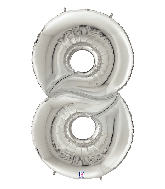 64" Foil Shaped Gigaloon Balloon Packaged Number 8 Silver