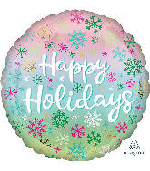 18" Happy Holiday Flakes Foil Balloon