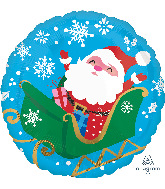 18" Happy Santa in Sleigh Foil Balloon
