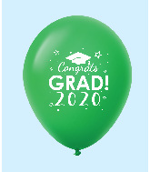 11" Congrats Grad 2020 Latex Balloons 25 Count Green