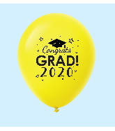 11" Congrats Grad 2020 Latex Balloons 25 Count Yellow