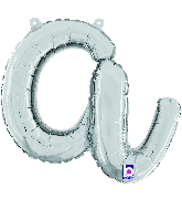14" Air Filled Only Script Letter "A" Silver Foil Balloon